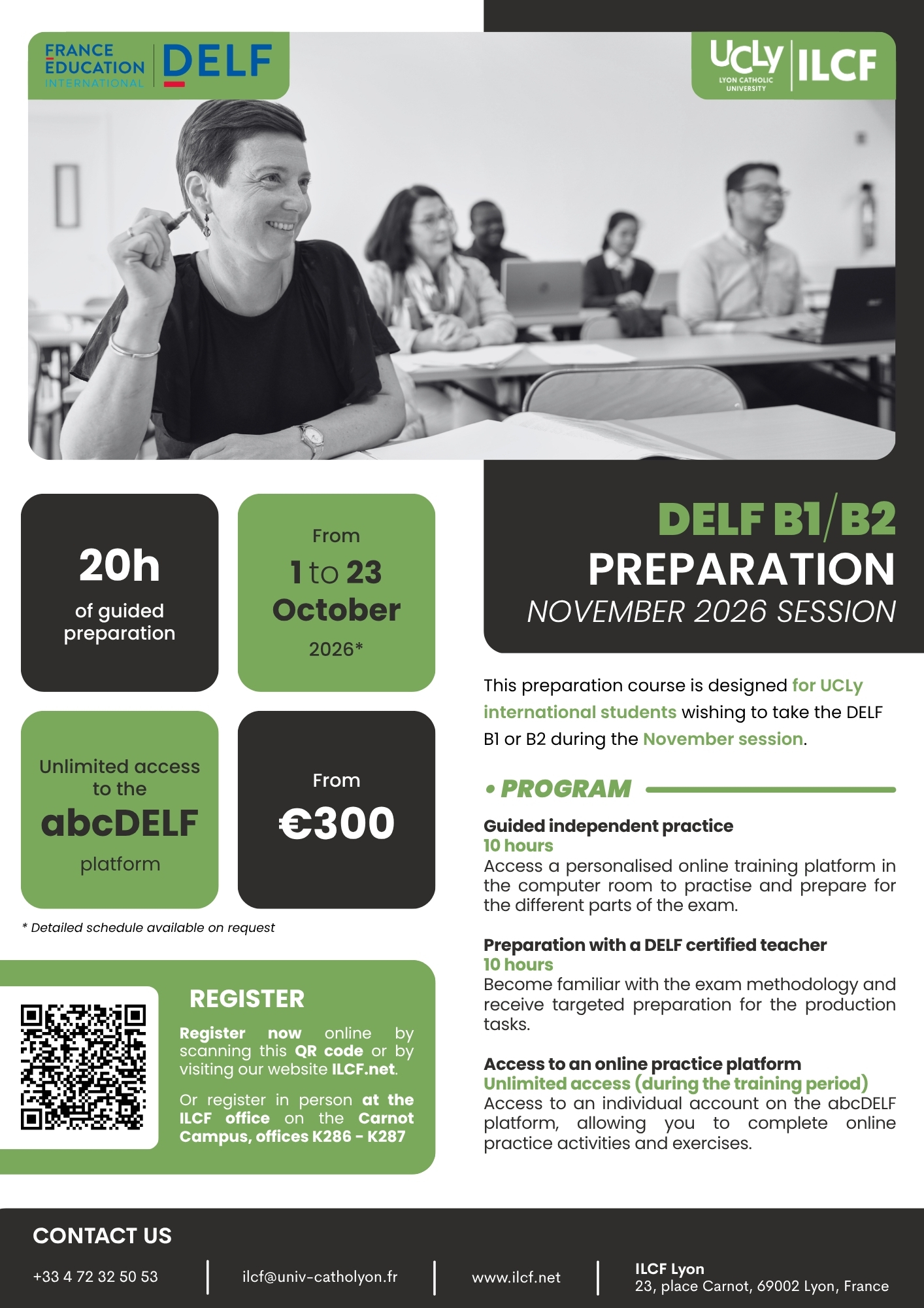 DELF B1-B2 preparation course flyer